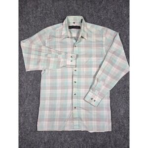 Vintage Basic Elements Button Down Shirt Mens Small Mint Green Long Sleeve
